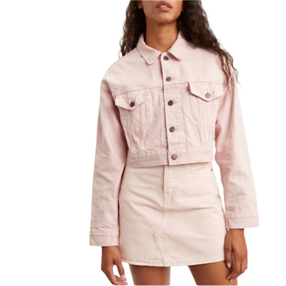 NWT Levi's Straus High Rise Pastel Pink Cotton Denim Five Pocket Jean Skirt